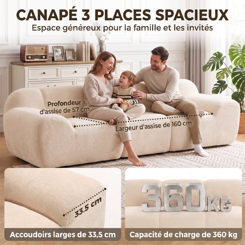 Canapé 3 places en chenille — 233 cm