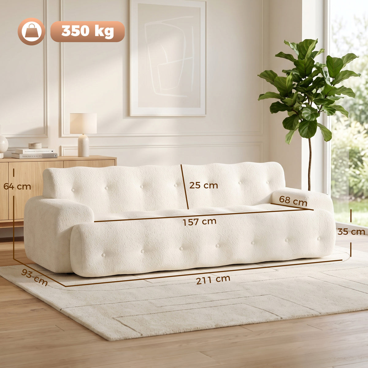 Canapé 3 places en chenille — 211 cm
