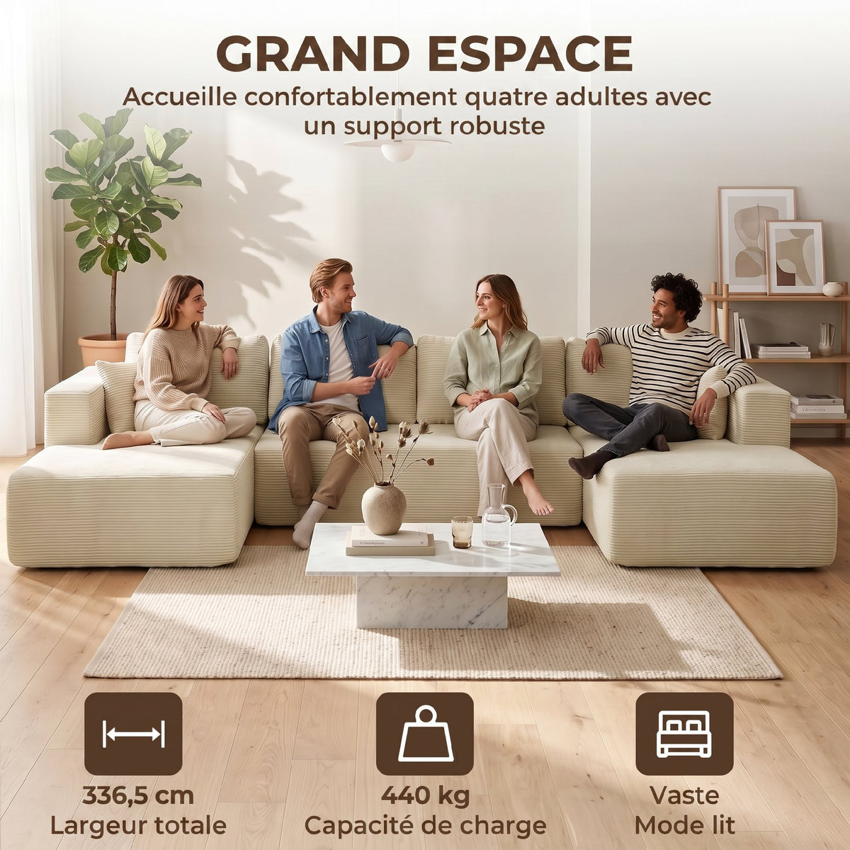 Canapé modulaire en U — 337 cm