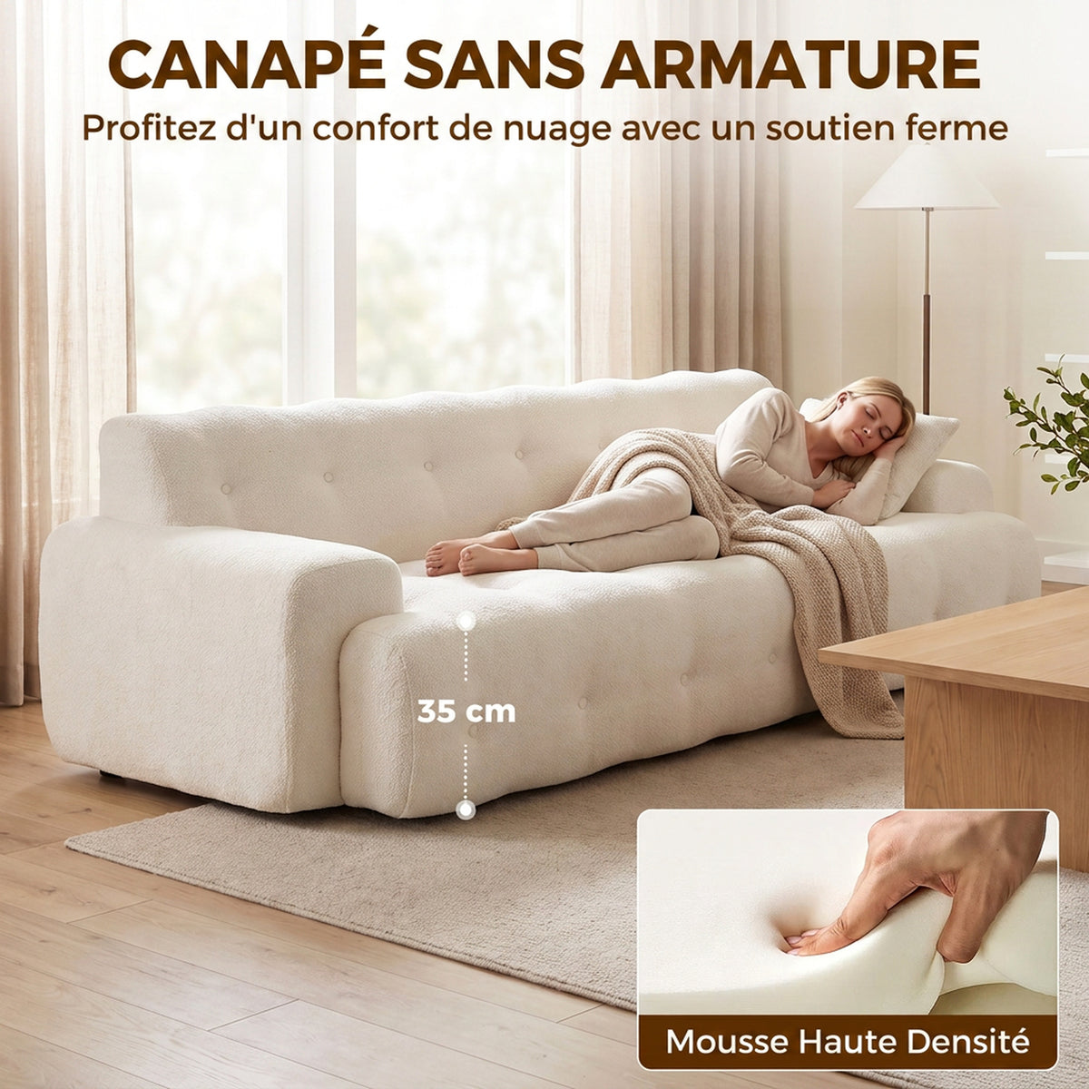 Canapé 3 places en chenille — 211 cm